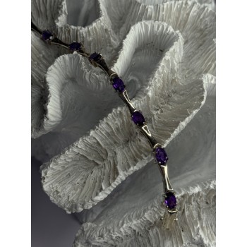 925 Sterling Silver Purple Tourmaline Bracelet Length 7