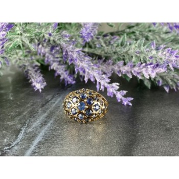 925 Sterling Silver Gold Plated Tanzanite Ring Size 5.5