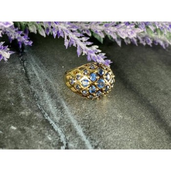 925 Sterling Silver Gold Plated Tanzanite Ring Size 5.5
