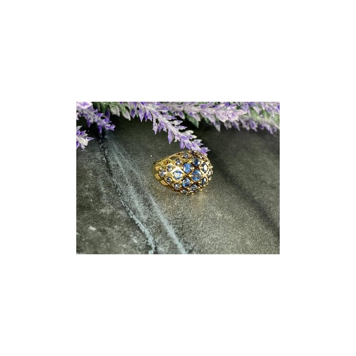 925 Sterling Silver Gold Plated Tanzanite Ring Size 5.5