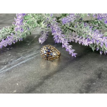 925 Sterling Silver Gold Plated Tanzanite Ring Size 5.5