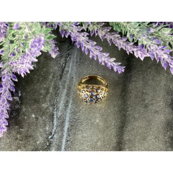 925 Sterling Silver Gold Plated Tanzanite Ring Size 5.5