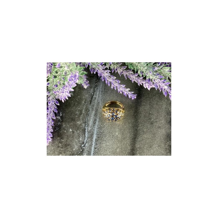 925 Sterling Silver Gold Plated Tanzanite Ring Size 5.5