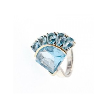 925 Sterling Silver Blue Spinel Ring Size 8