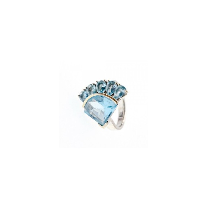 925 Sterling Silver Blue Spinel Ring Size 8