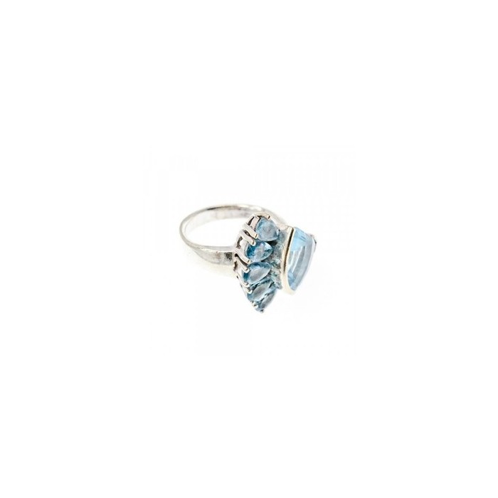 925 Sterling Silver Blue Spinel Ring Size 8