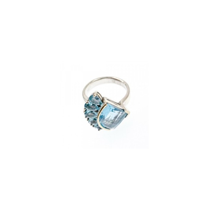925 Sterling Silver Blue Spinel Ring Size 8