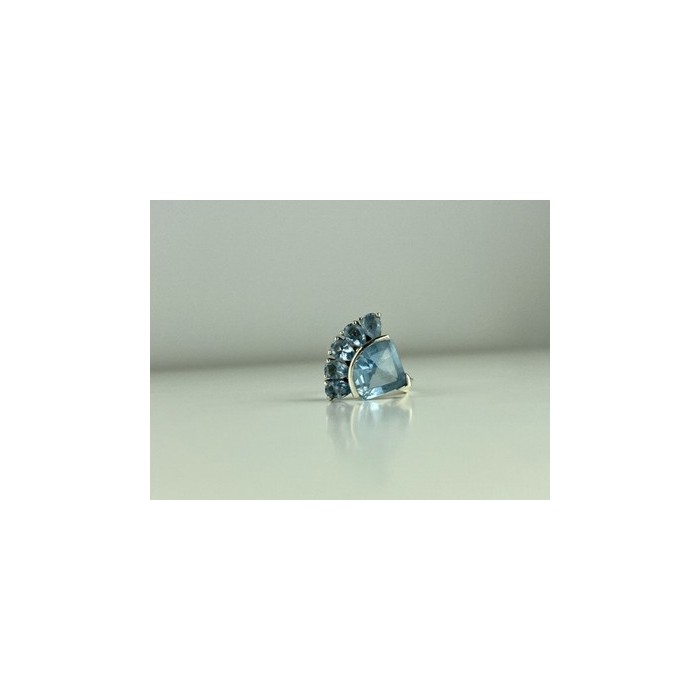 925 Sterling Silver Blue Spinel Ring Size 8