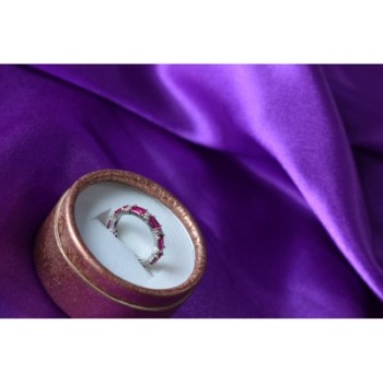 925 Sterling Silver Pink Topaz & CZ Ring Size 5.5