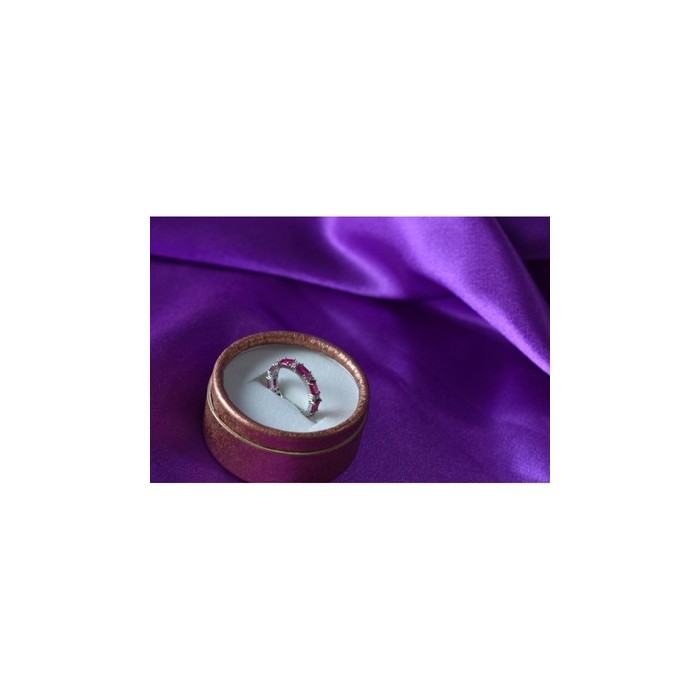 925 Sterling Silver Pink Topaz & CZ Ring Size 5.5