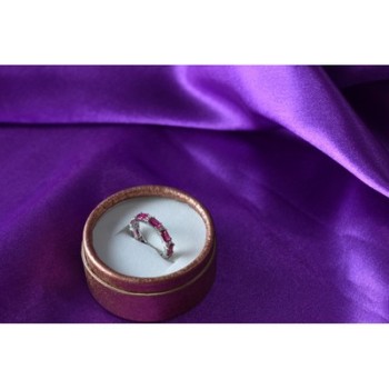 925 Sterling Silver Pink Topaz & CZ Ring Size 5.5