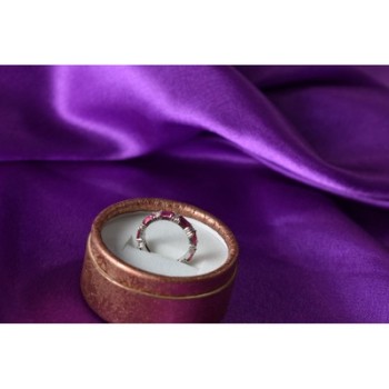 925 Sterling Silver Pink Topaz & CZ Ring Size 5.5