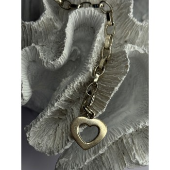 925 Sterling Silver Heart Charm Bracelet Length 7.5