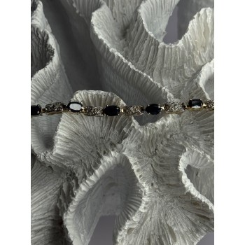 925 Sterling Silver Gold Plated Sapphire & Diamond Bracelet Length 7.5