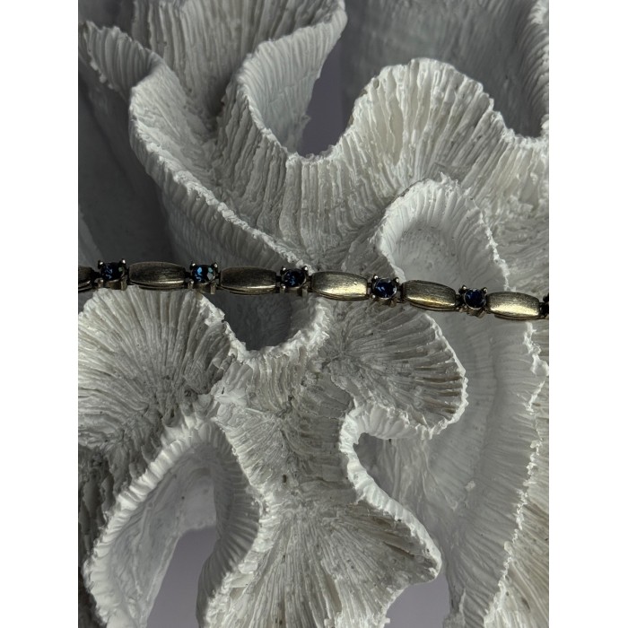 Vintage 925 Sterling Silver Sapphire Bracelet Length 7