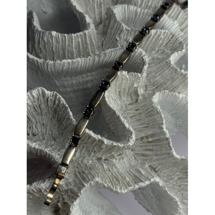 Vintage 925 Sterling Silver Sapphire Bracelet Length 7