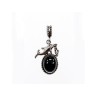 925 Sterling Silver Onyx Dolphin Pendant