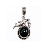 925 Sterling Silver Onyx Dolphin Pendant