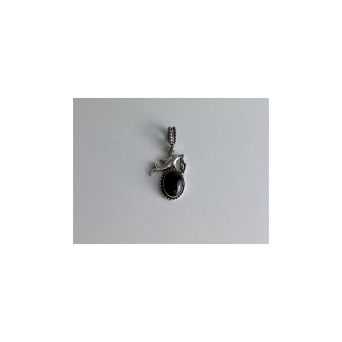925 Sterling Silver Onyx Dolphin Pendant