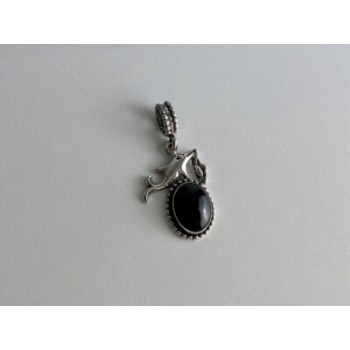 925 Sterling Silver Onyx Dolphin Pendant