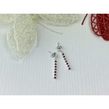 925 Sterling Silver Almandine Stud Earrings