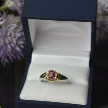 925 Sterling Silver Gold Plated Pink Spinel Ring Size 8.5