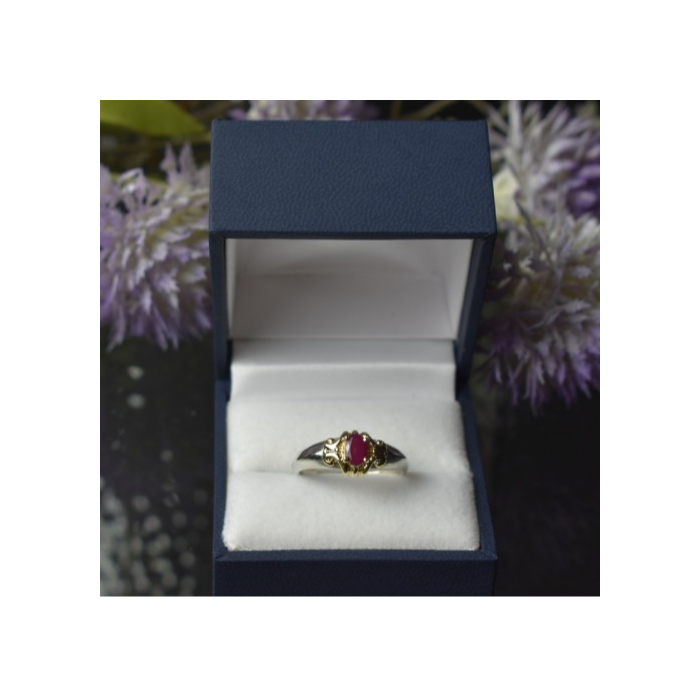 925 Sterling Silver Gold Plated Pink Spinel Ring Size 8.5