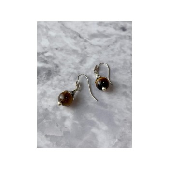 Vintage 925 Sterling Silver Agate Earrings