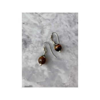 Vintage 925 Sterling Silver Agate Earrings