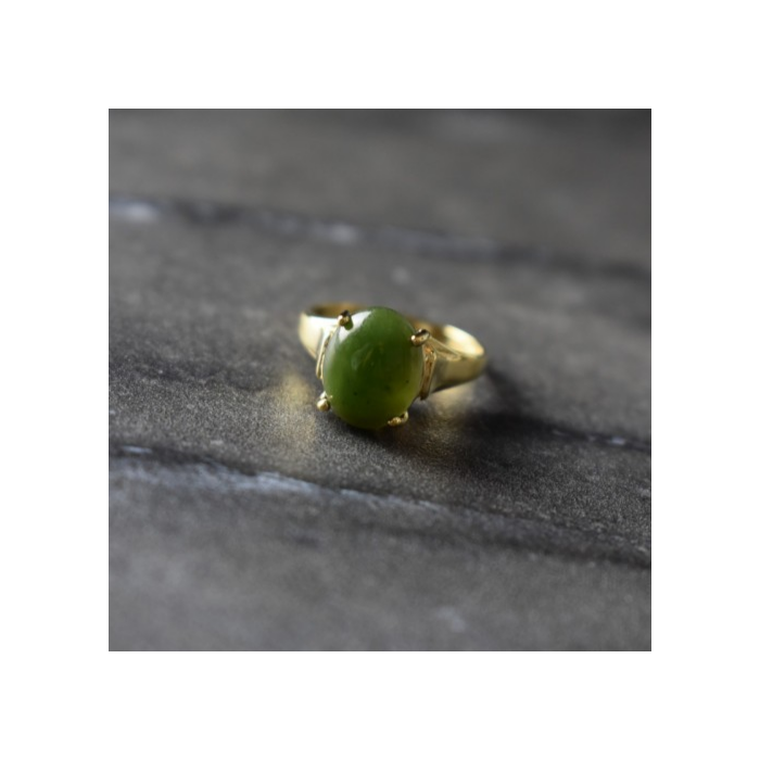 925 Sterling Silver Gold Plated Emerald Ring Size 6.5