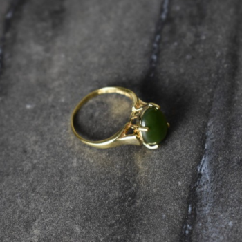 925 Sterling Silver Gold Plated Emerald Ring Size 6.5