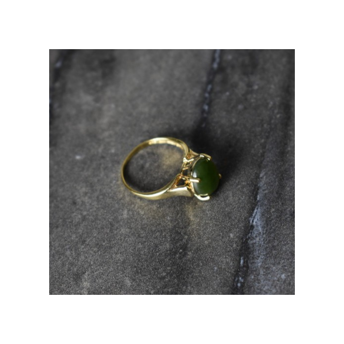 925 Sterling Silver Gold Plated Emerald Ring Size 6.5
