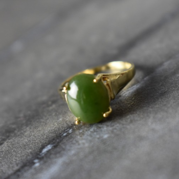 925 Sterling Silver Gold Plated Emerald Ring Size 6.5