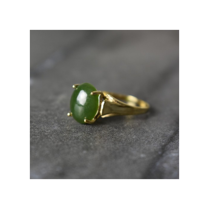 925 Sterling Silver Gold Plated Emerald Ring Size 6.5