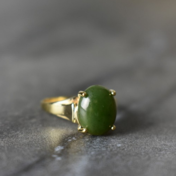 925 Sterling Silver Gold Plated Emerald Ring Size 6.5