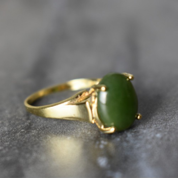 925 Sterling Silver Gold Plated Emerald Ring Size 6.5