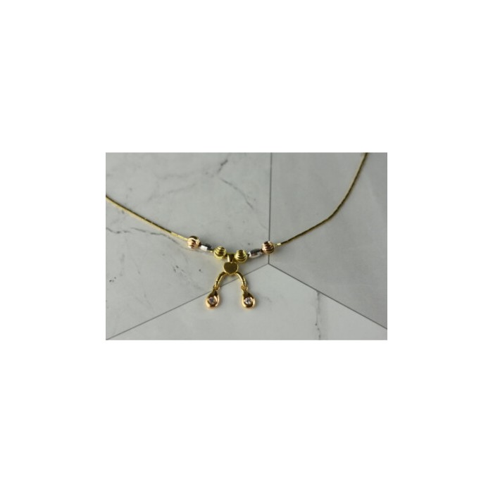 DESIGNER 18K YELLOW, WHITE & PINK GOLD DIAMOND  ITALY NECKLACE