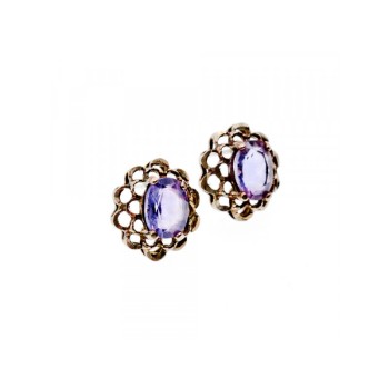 925 Sterling Silver Amethyst Stud Earrings