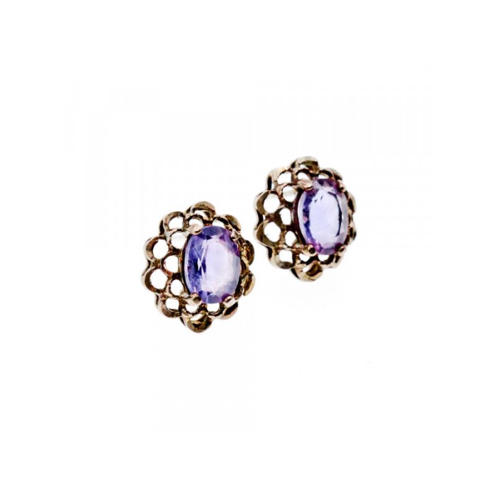 925 Sterling Silver Amethyst Stud Earrings