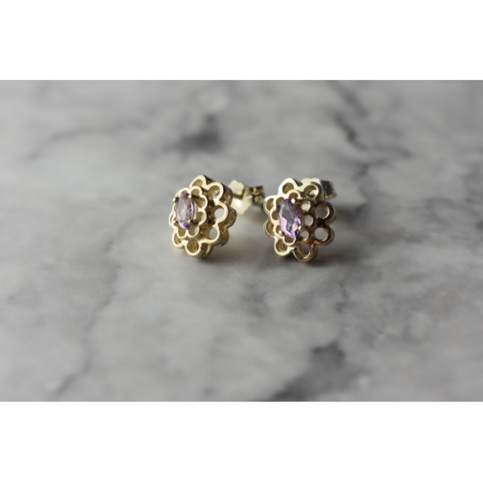 925 Sterling Silver Amethyst Stud Earrings