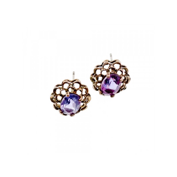 925 Sterling Silver Amethyst Stud Earrings