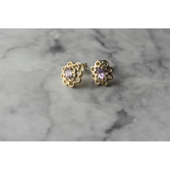 925 Sterling Silver Amethyst Stud Earrings