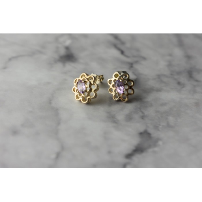 925 Sterling Silver Amethyst Stud Earrings