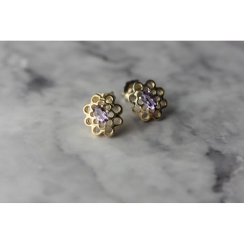 925 Sterling Silver Amethyst Stud Earrings