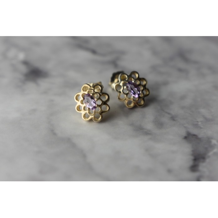 925 Sterling Silver Amethyst Stud Earrings