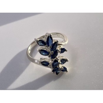 925 Sterling Silver & Sapphires Ring Size 6