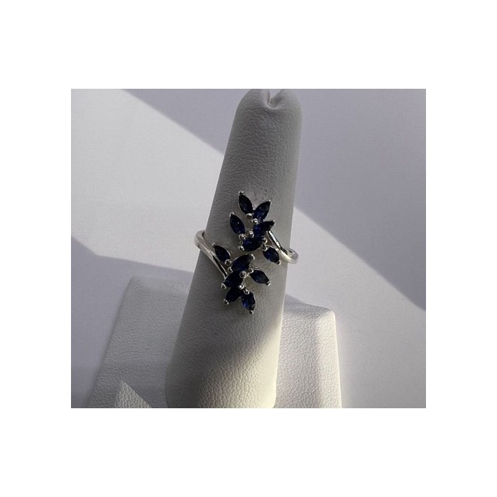 925 Sterling Silver & Sapphires Ring Size 6