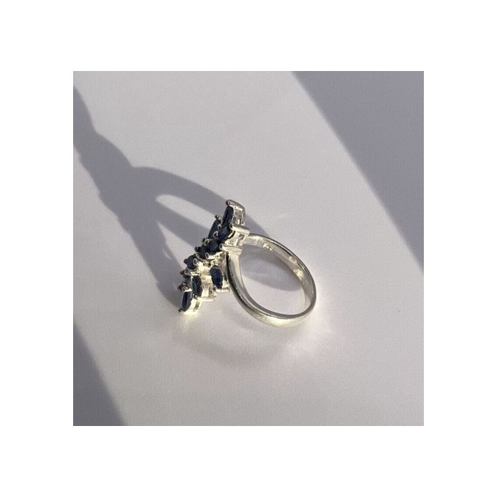 925 Sterling Silver & Sapphires Ring Size 6