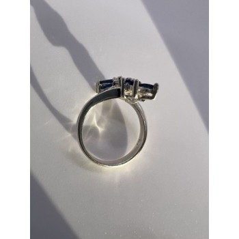 925 Sterling Silver & Sapphires Ring Size 6