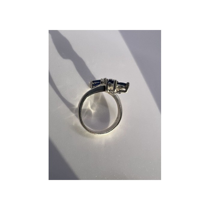 925 Sterling Silver & Sapphires Ring Size 6